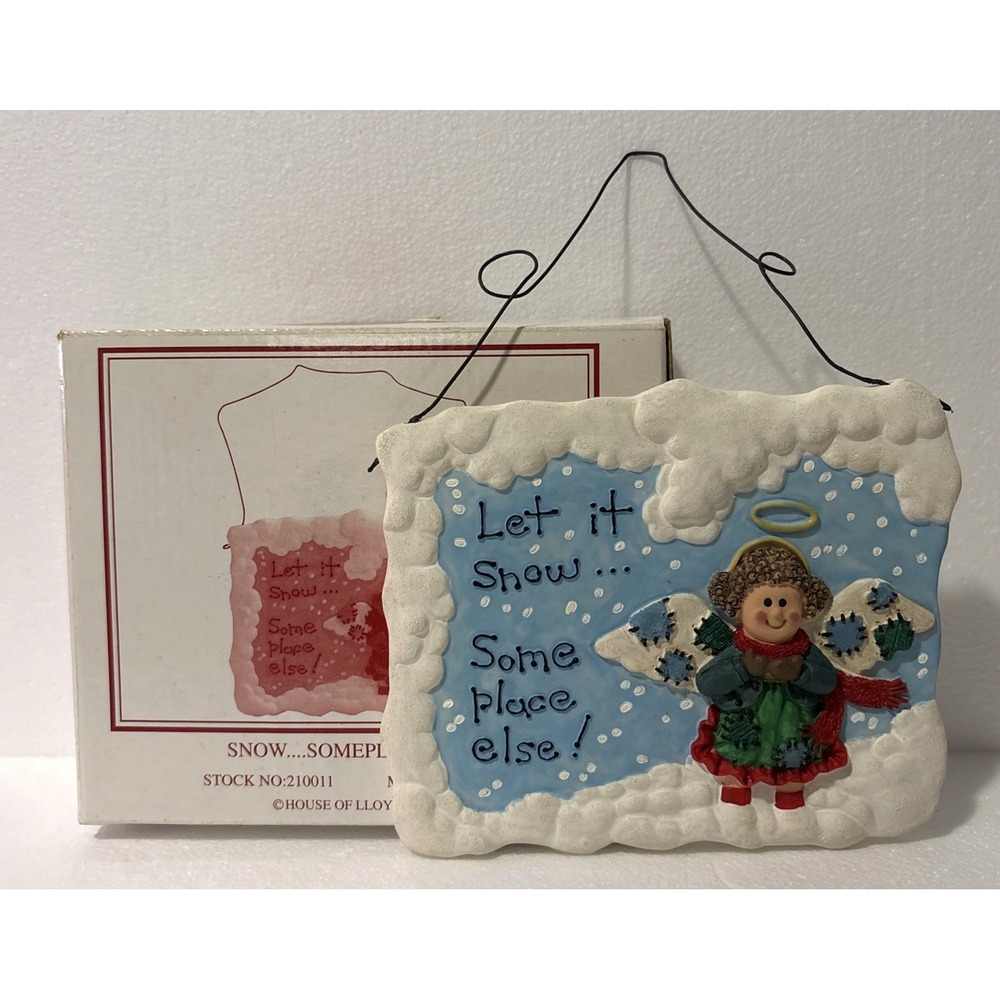 House of Lloyd Wall Hanging Angel‎ Let it Snow Ceramic Winter or Holiday Decor
